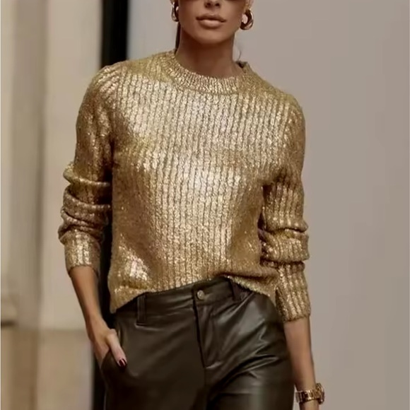WOMENS GOLD KNITTED SWEATER - Picture 2 of 4